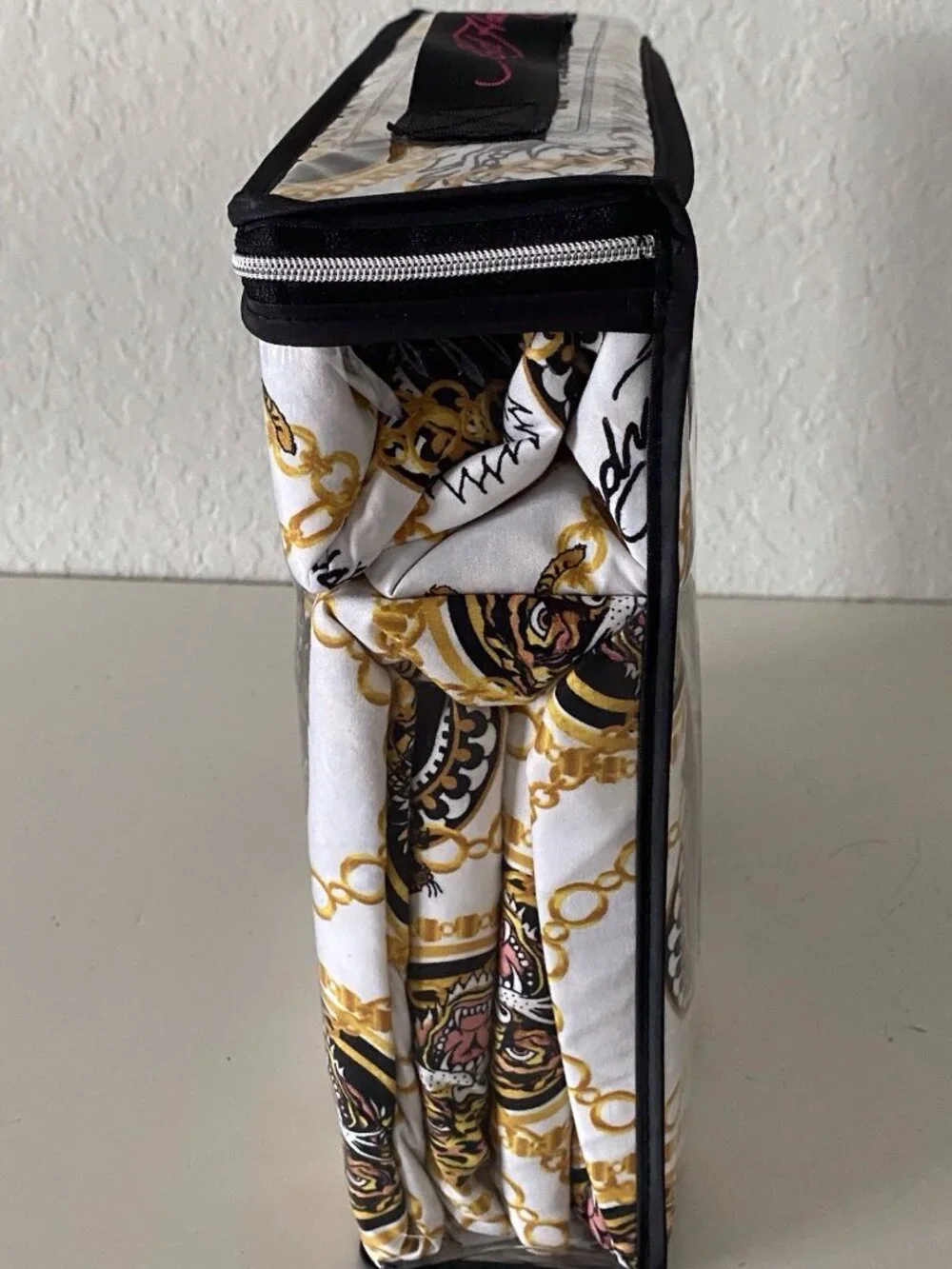 6 Piece Ed Hardy KING Size Sheet Set Americana Asian Tattoo‎ Tiger Print White